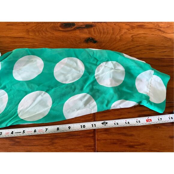 Susan Graver Blouse  Woman Kelly Green Polka Dot Semi Sheer Button Up Tunic SZ 2 - Picture 5 of 9